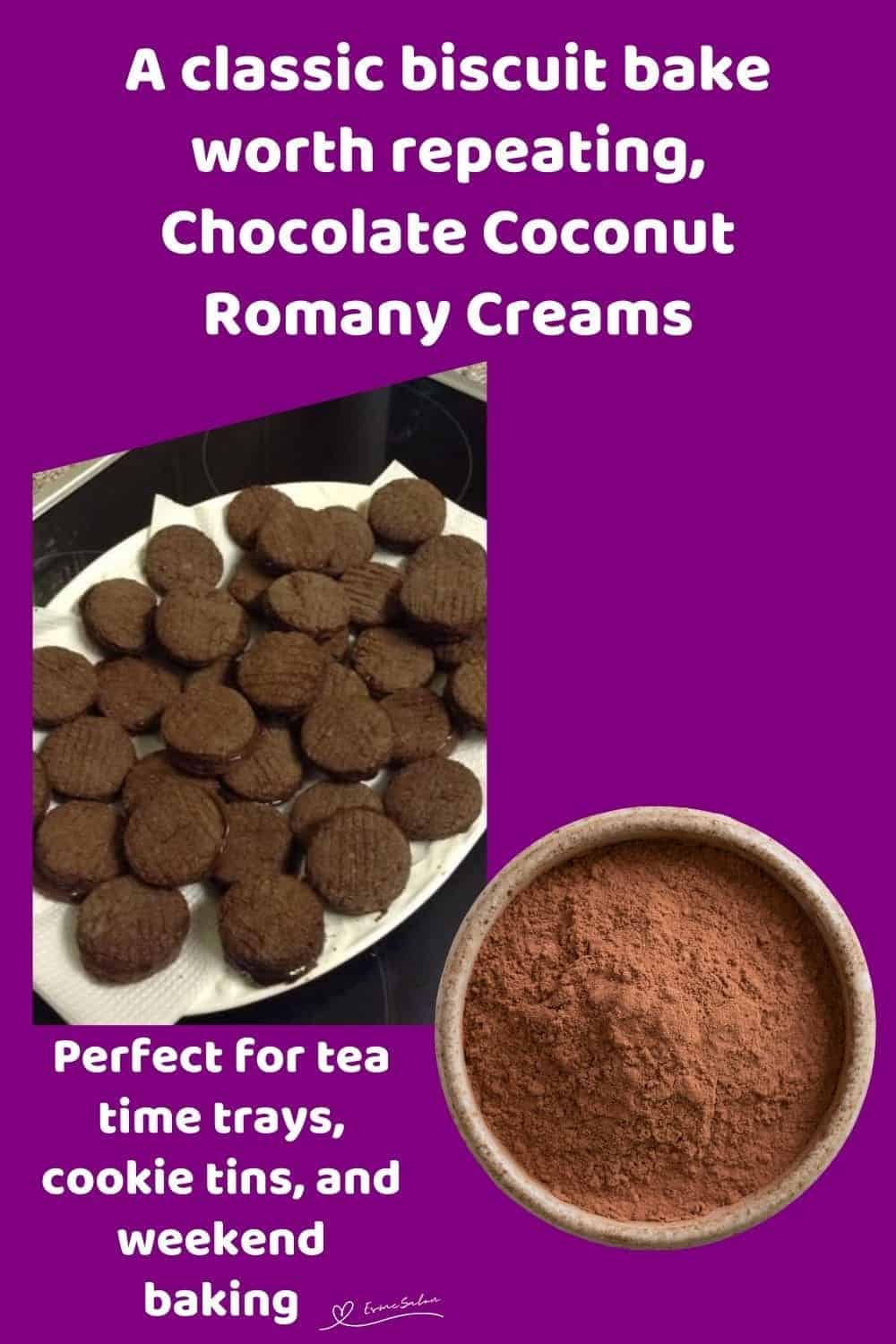 an image of a white plate filled with Chocolate Coconut Romany Creams