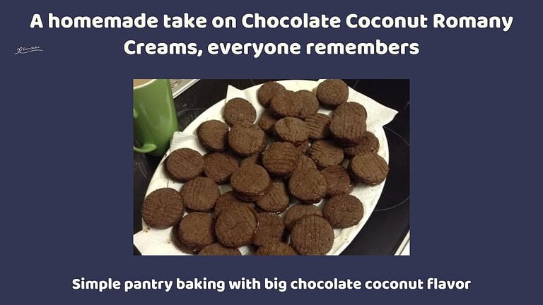 an image of a white plate filled with Chocolate Coconut Romany Creams