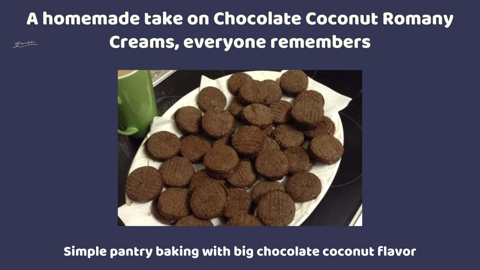 an image of a white plate filled with Chocolate Coconut Romany Creams