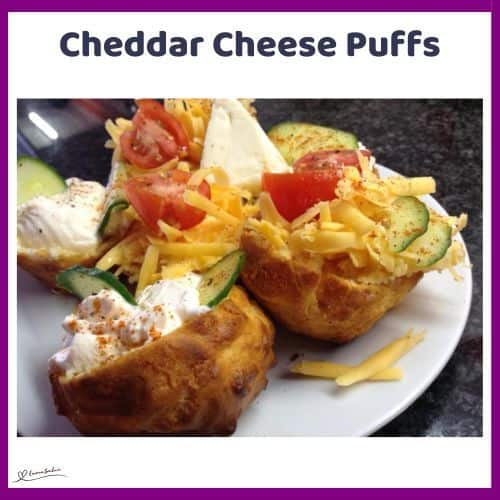 an image of Cheddar Cheese Puffs with smooth Jalapeño Cottage Cheese filling