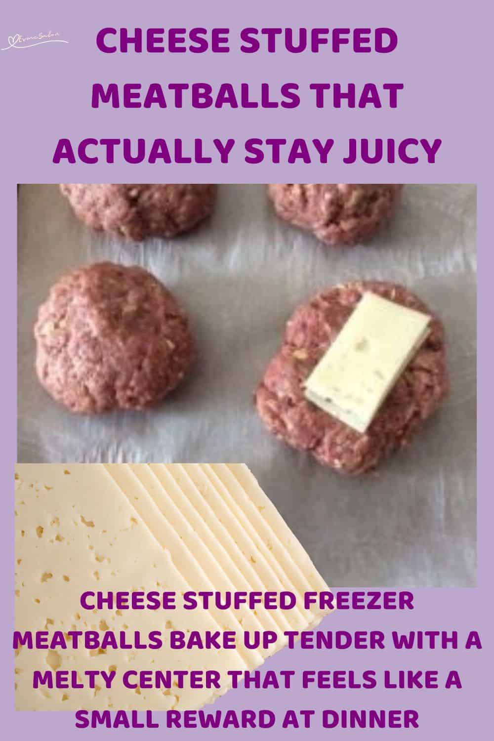 an image of Havarti Cheese Stuffed Meatballs with