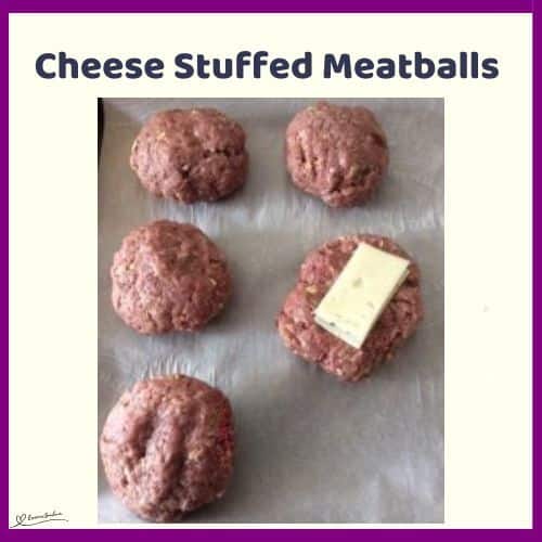 an image of Havarti Cheese Stuffed Meatballs with