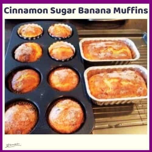 An image of Cinnamon Sugar Banana Muffins and mini loaves