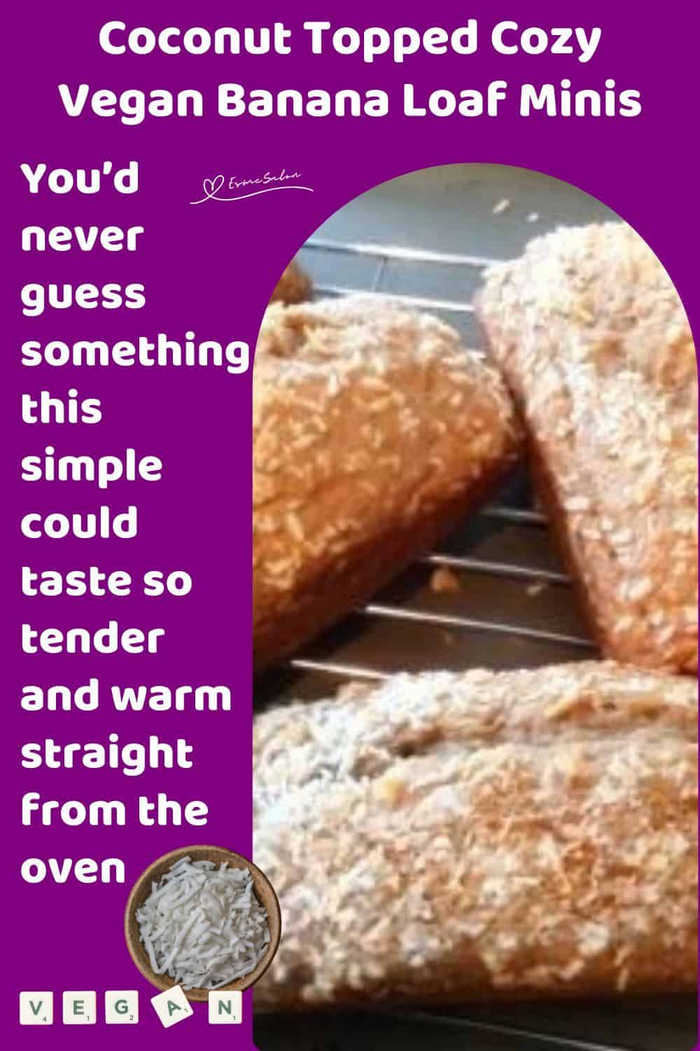 an image of Cozy Vegan Banana Loaf Minis with coconut topping