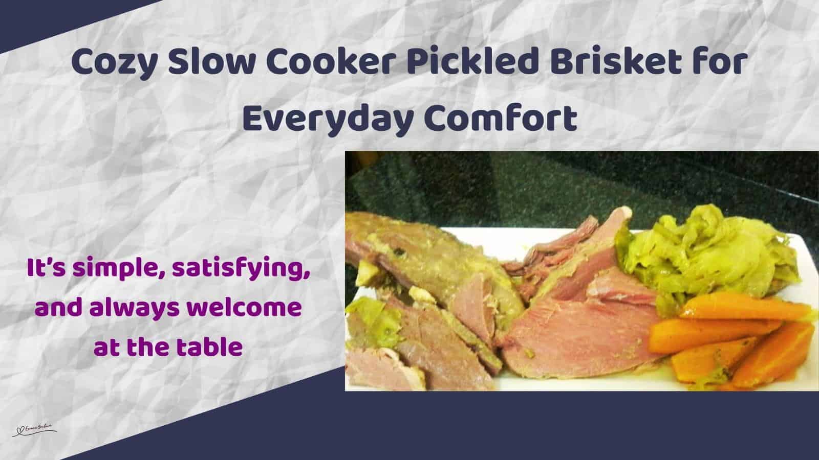 An image of Slow Cooker Pickled Brisket with cabbage and carrots