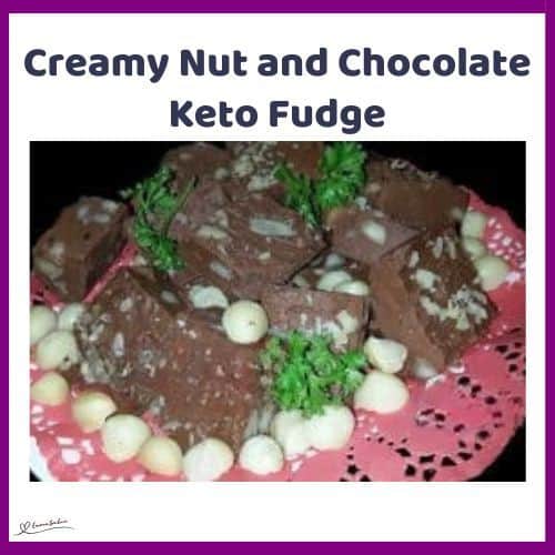 an image of Nut and Chocolate Keto Fudge with macadamia nuts