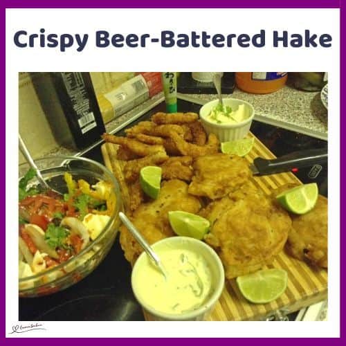 an image of Crispy Beer-Battered Hake with Tartar sauce on the side