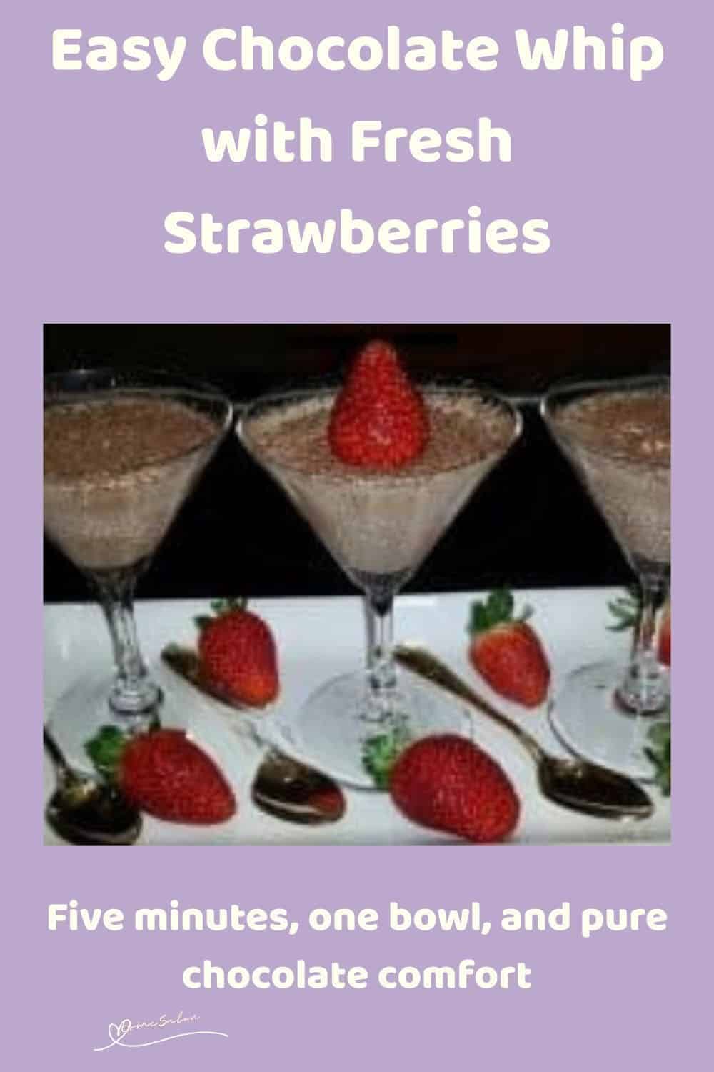 an image of small martini glasses filled with Chocolate Whip with Fresh Strawberries