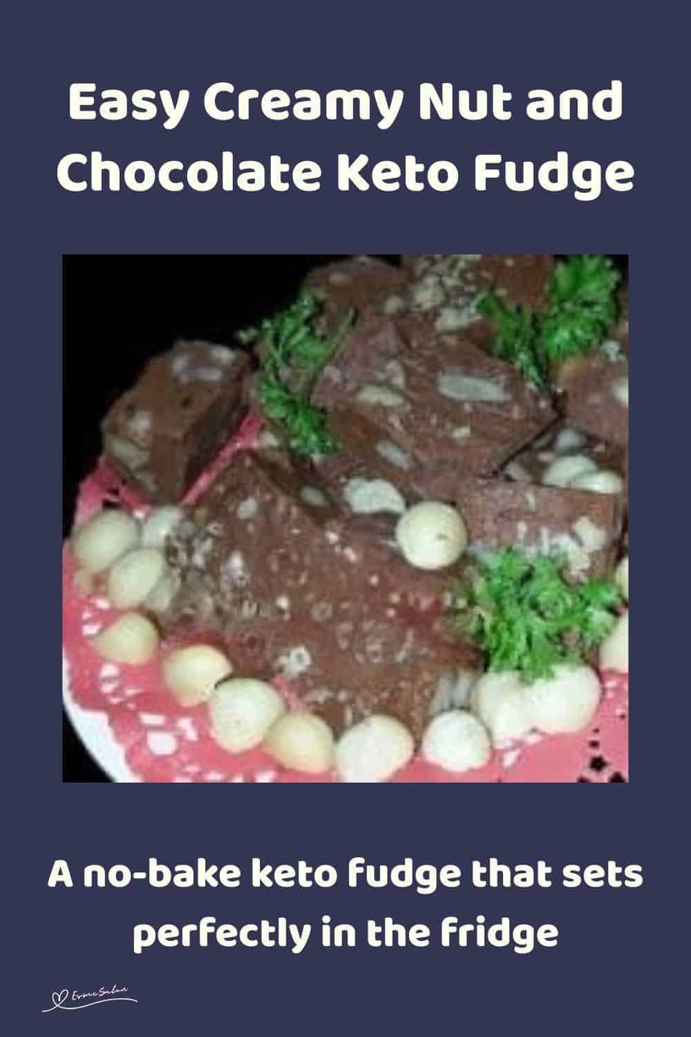 an image of Nut and Chocolate Keto Fudge with macadamia nuts