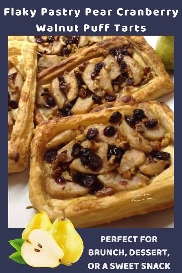 An image of Pear Cranberry Walnut Puff Tarts squares