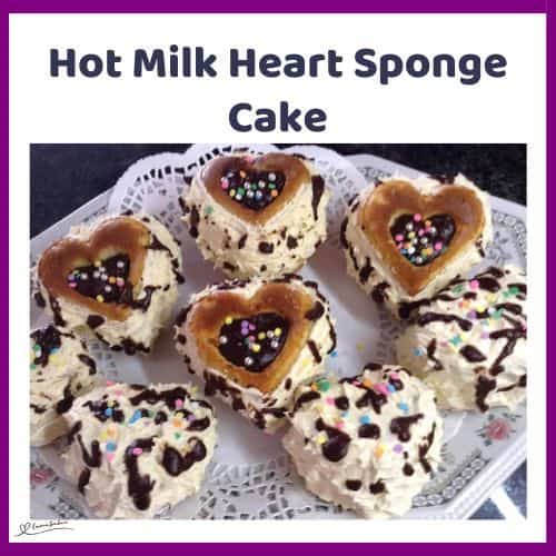 an image of small Hot Milk Heart Sponge Cakes