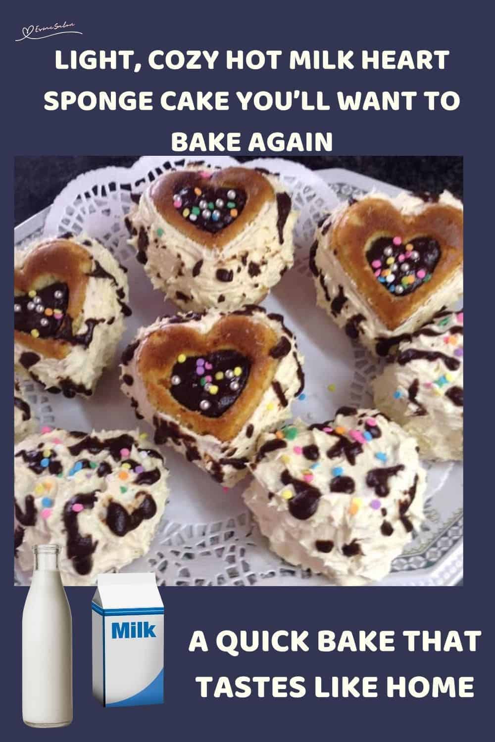 an image of small Hot Milk Heart Sponge Cakes