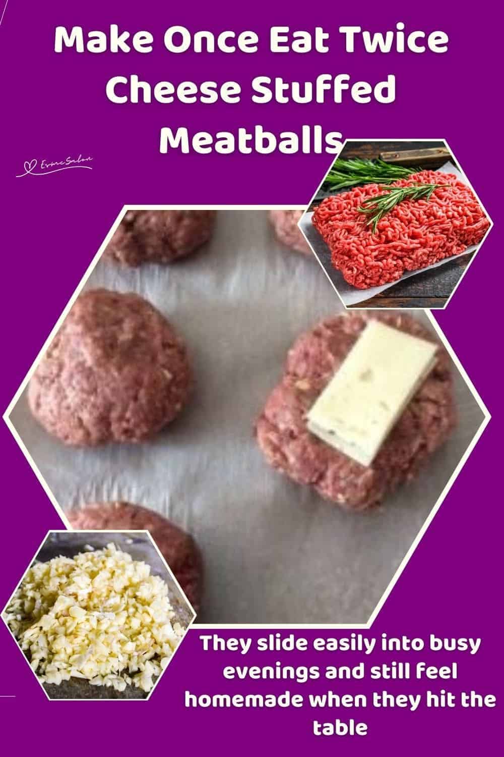an image of Havarti Cheese Stuffed Meatballs with