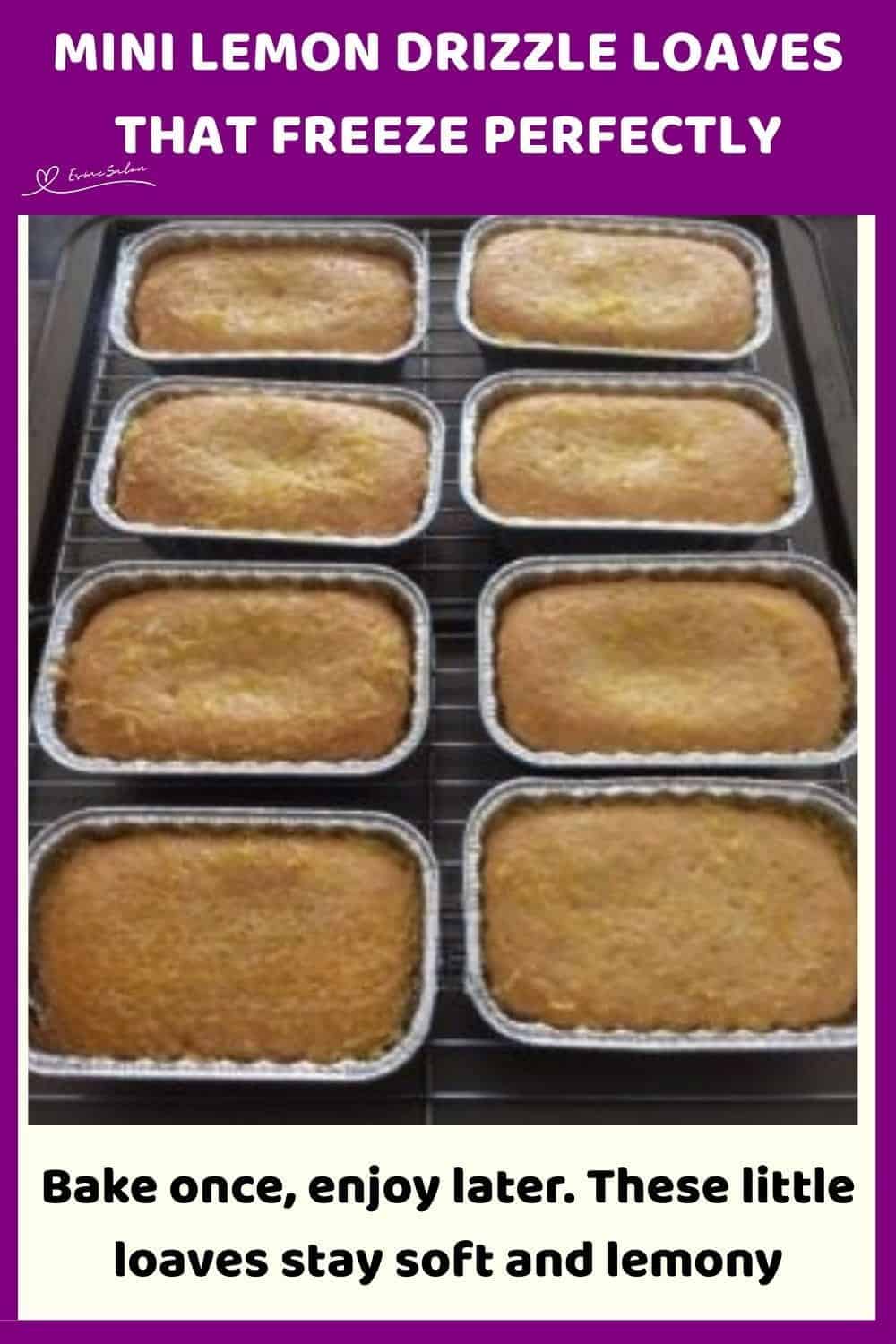 An image of 8 Mini Lemon Drizzle Loaves in foil holders
