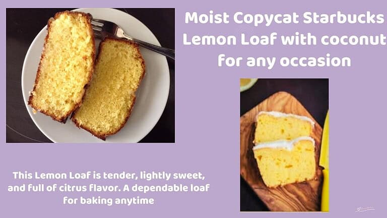 An image of Copycat Starbucks Lemon Loaf slices on a white plate with a fork