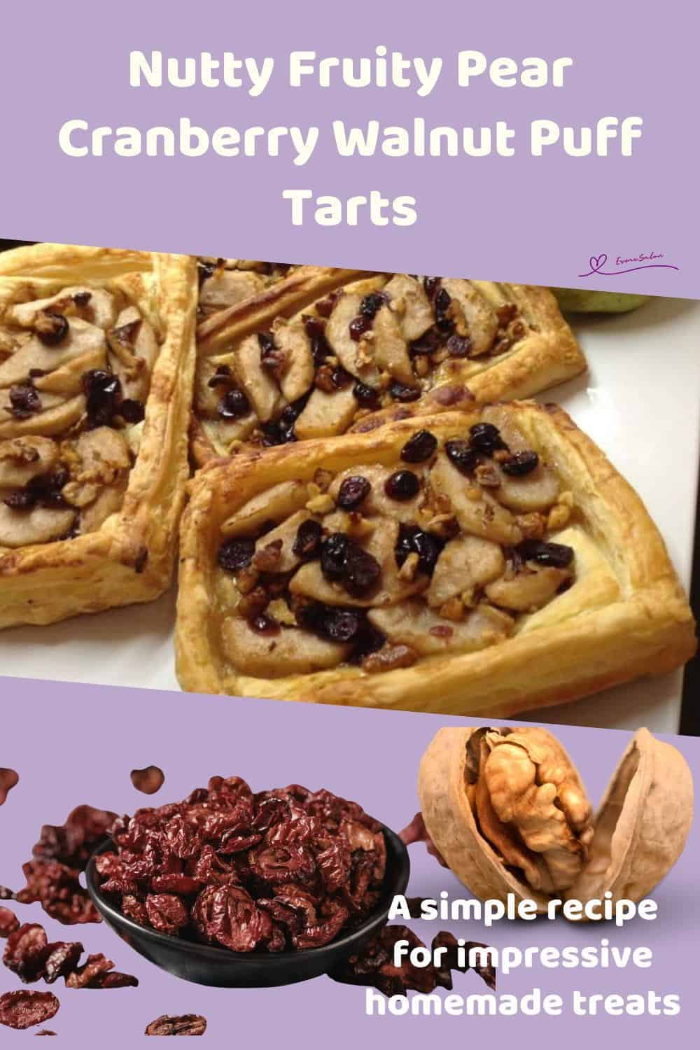 An image of Pear Cranberry Walnut Puff Tarts squares