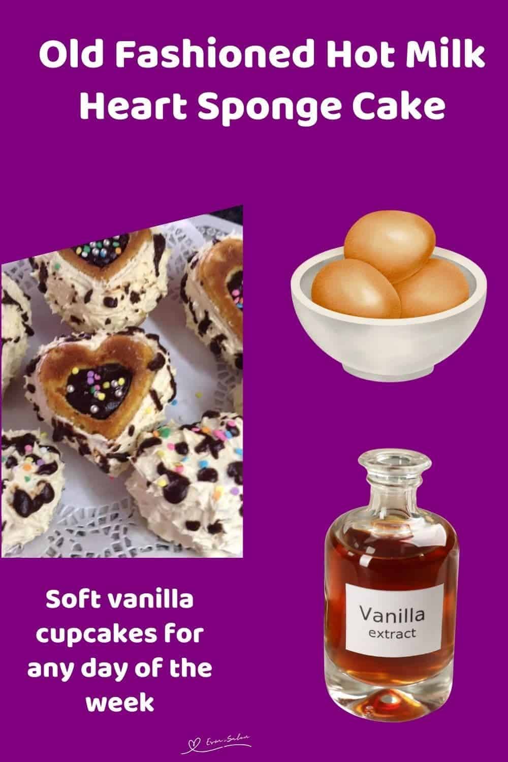 an image of small Hot Milk Heart Sponge Cakes