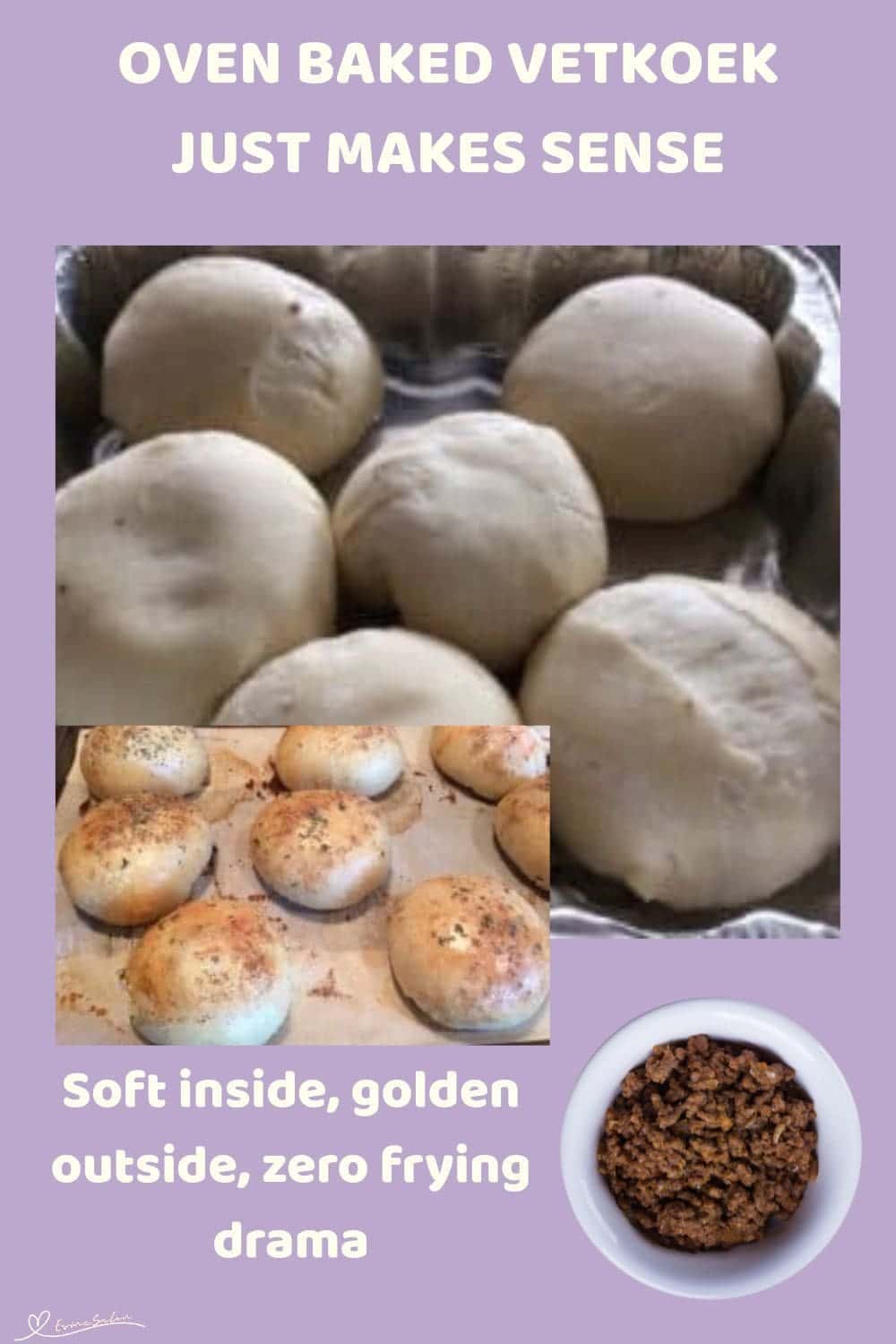 an image of 6 Oven Baked Vetkoek with savory filling