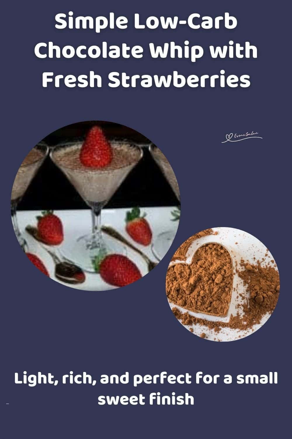 an image of small martini glasses filled with Chocolate Whip with Fresh Strawberries