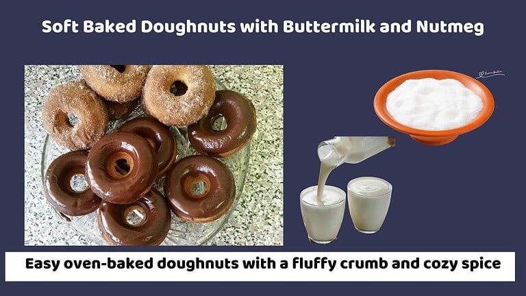 an image of Soft Baked Doughnuts, some covered with cinnamon sugar and others dipped in chocolate