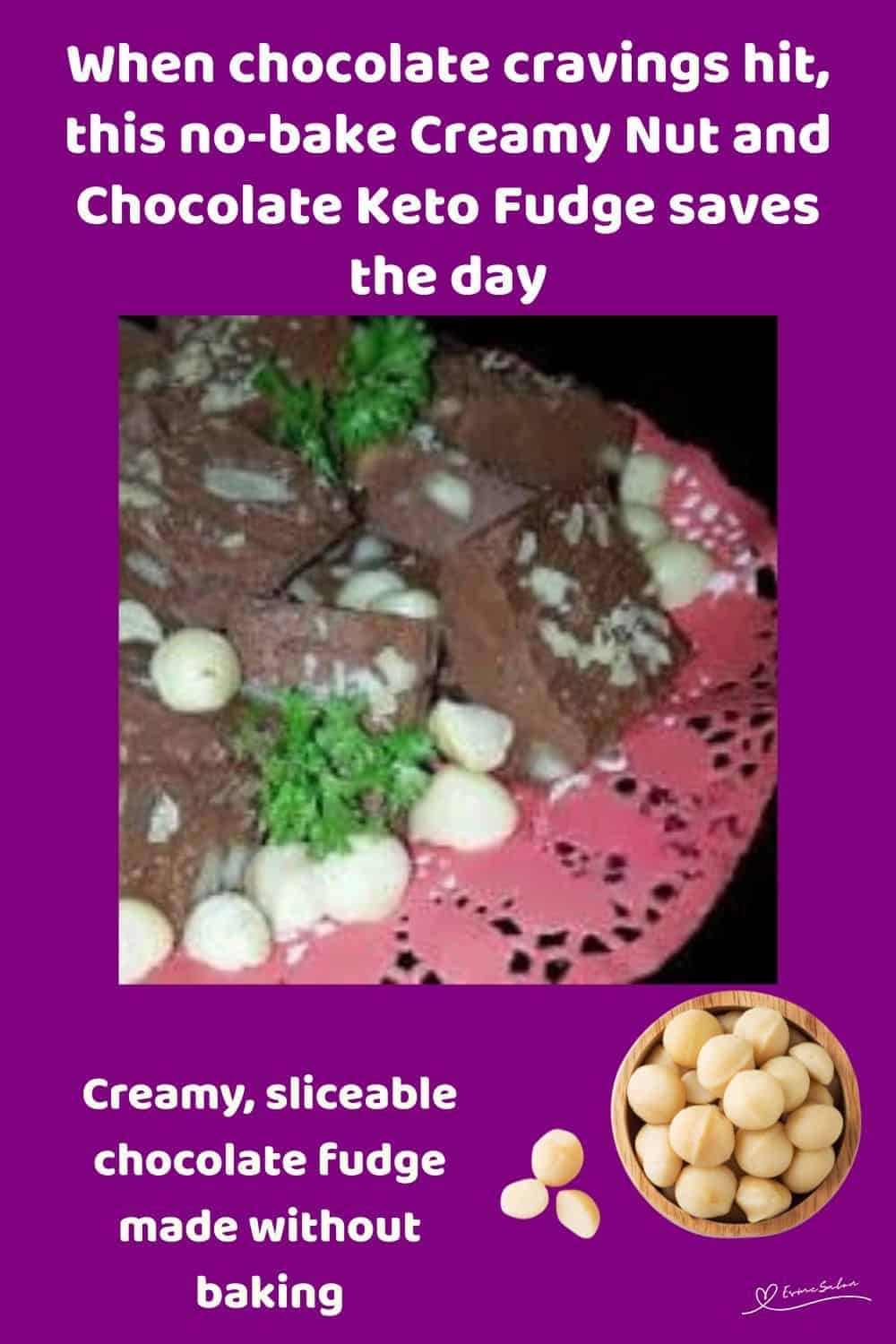 an image of Nut and Chocolate Keto Fudge with macadamia nuts