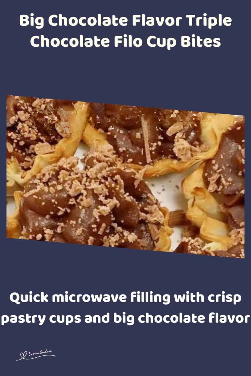 An image of Triple Chocolate Filo Cup Bites with chocolate shavings