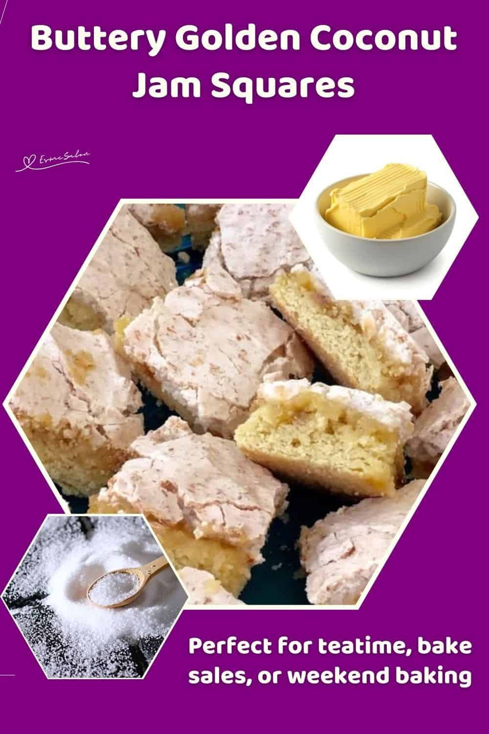 An image of Golden Coconut Jam Squares