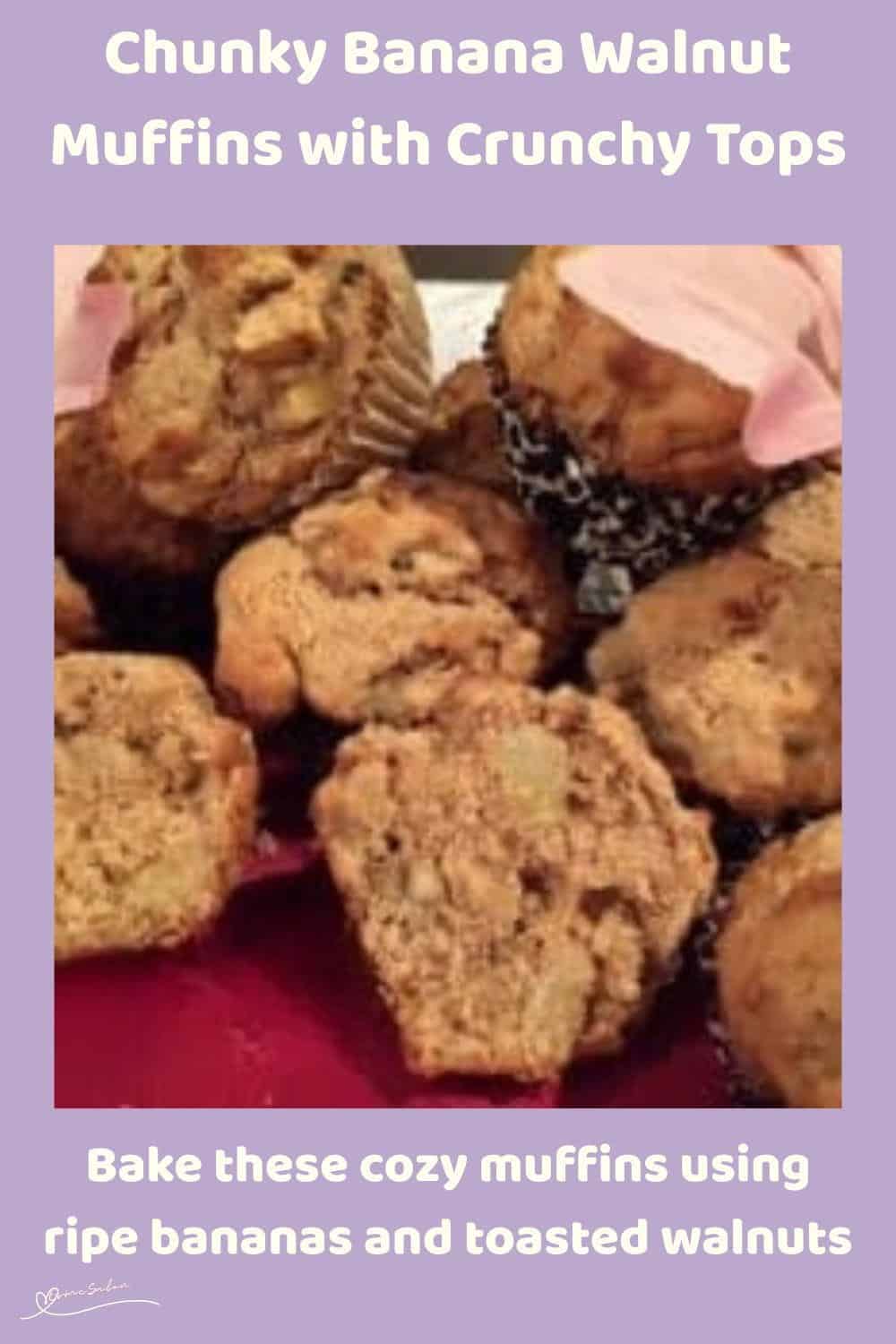 An image of Chunky Banana Walnut Muffins with Crunchy Tops