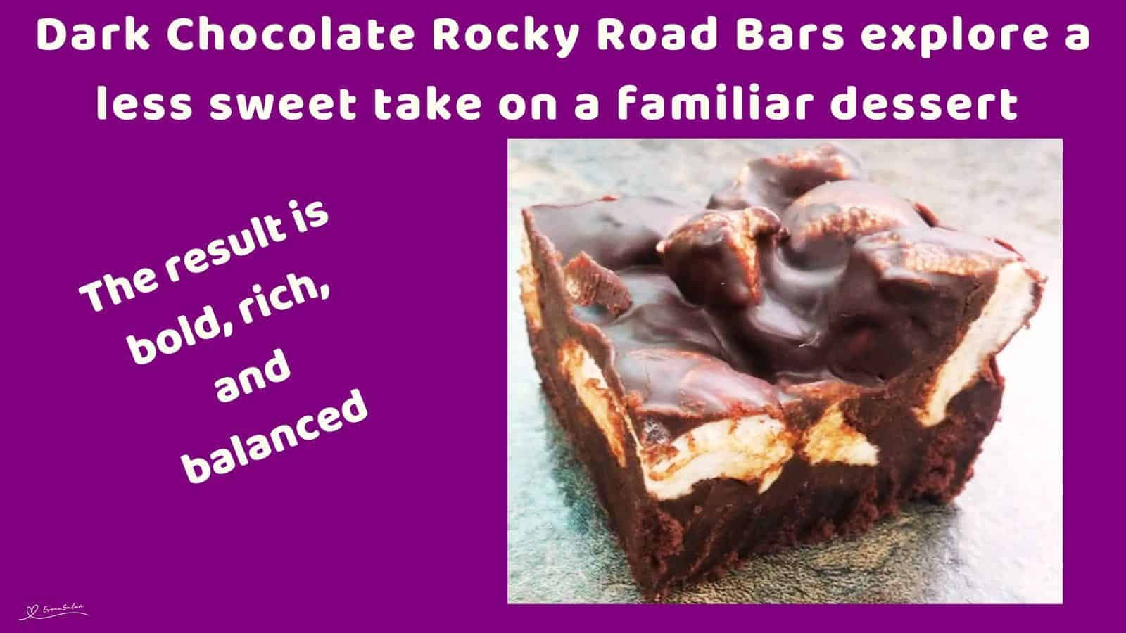 An image of a cube of Dark Chocolate Rocky Road Bars