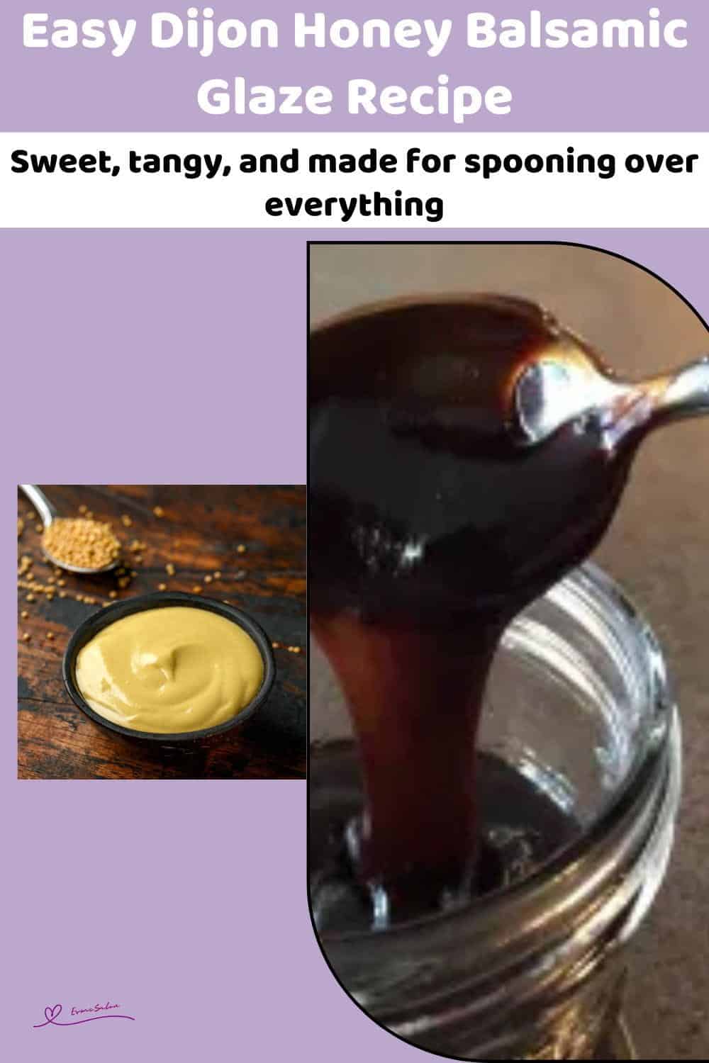 An image of a spoon dripping with Honey Balsamic Glaze into a Console jar