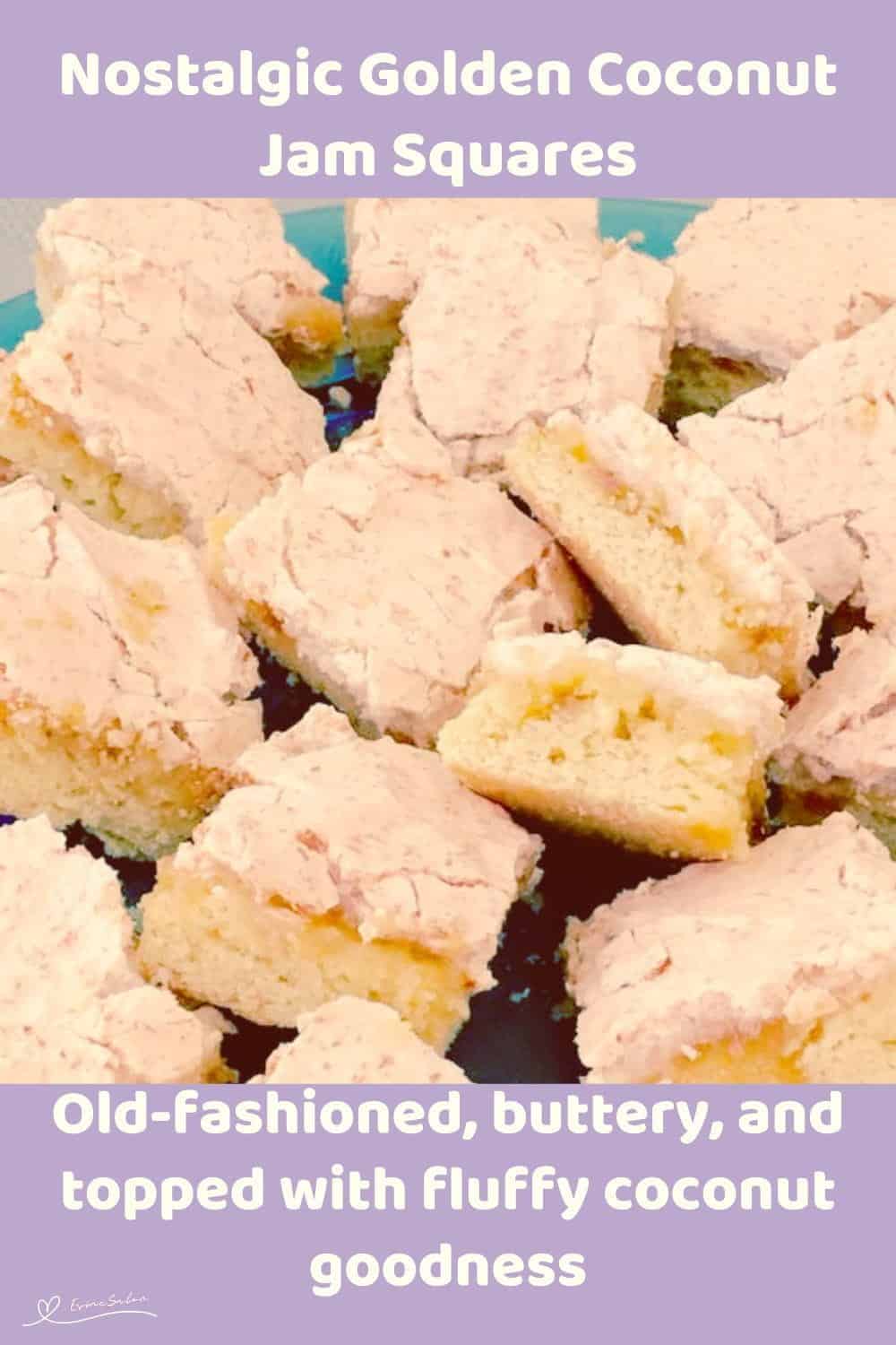 An image of Golden Coconut Jam Squares