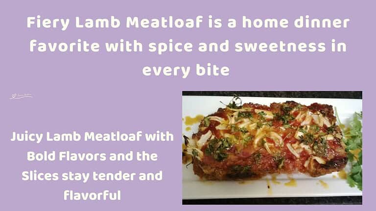 An image of a Fiery Lamb Meatloaf topped with caramelized sliced onion