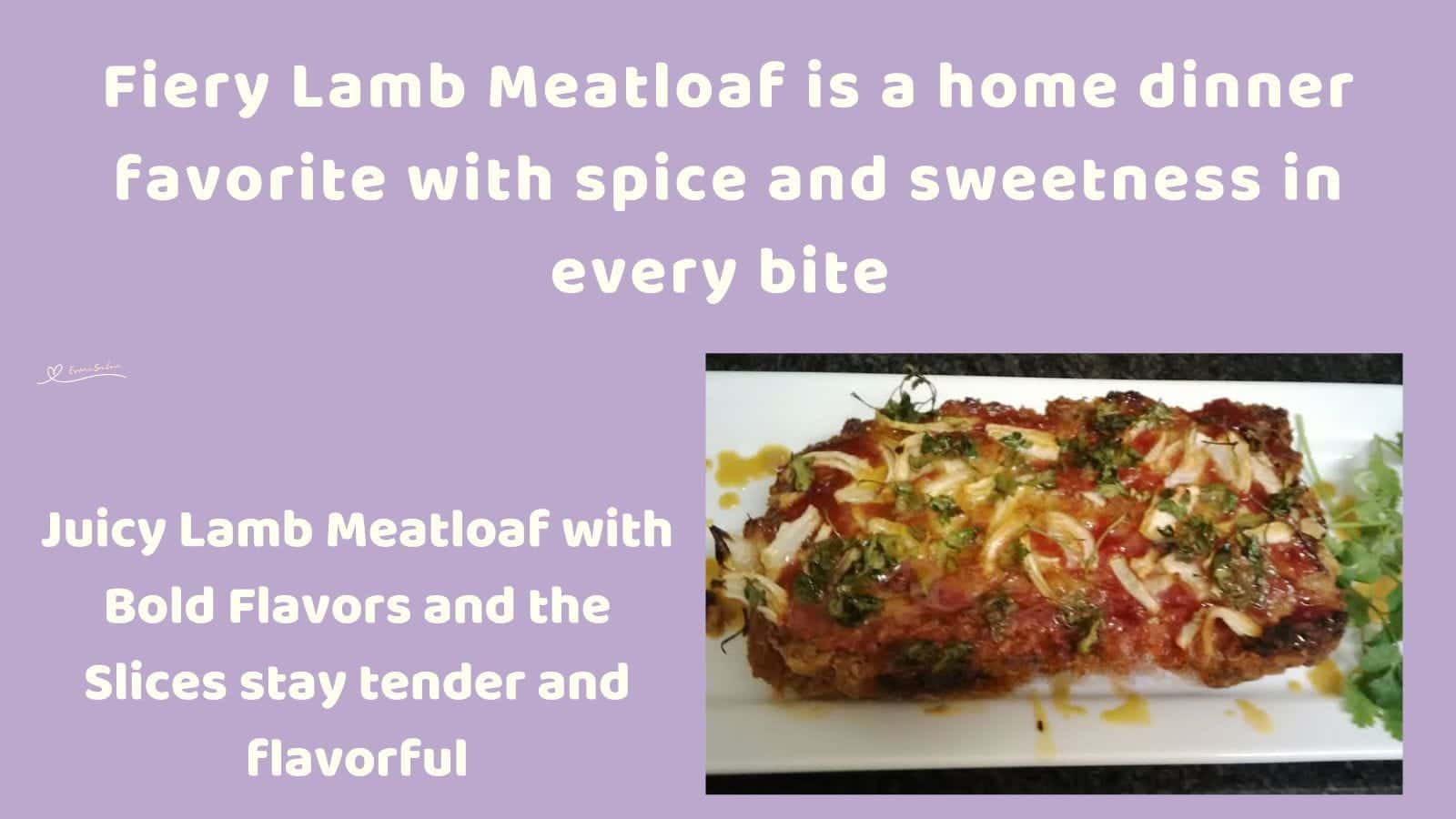 An image of a Fiery Lamb Meatloaf topped with caramelized sliced onion