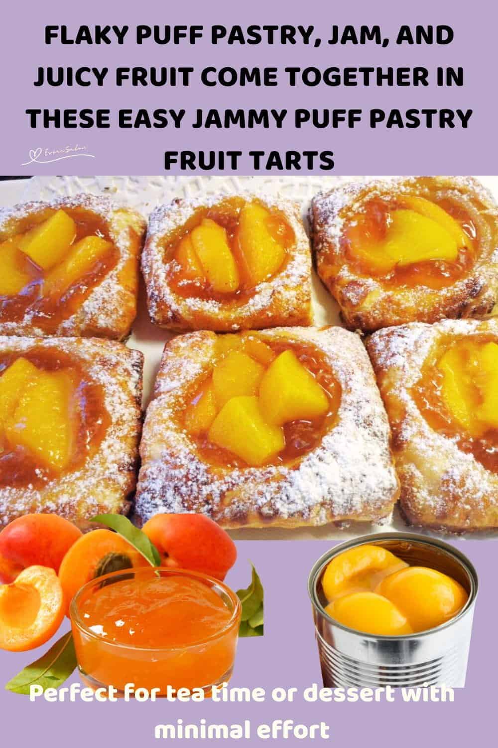 An image of Jammy Puff Pastry Fruit Tarts dusted with Icing sugar