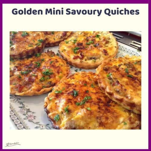 An image of a platter with Golden Mini Savoury Quiches