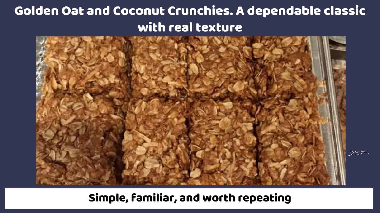 An image of a baking tray with Golden Oat and Coconut Crunchies