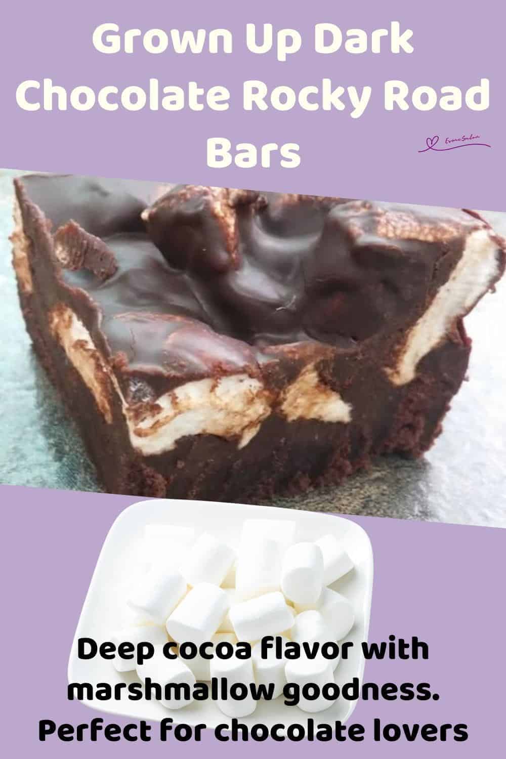 An image of a cube of Dark Chocolate Rocky Road Bars