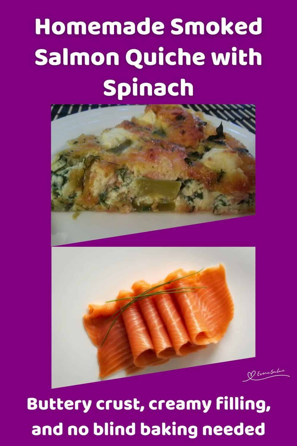 An image of a Smoked Salmon Quiche with Spinach