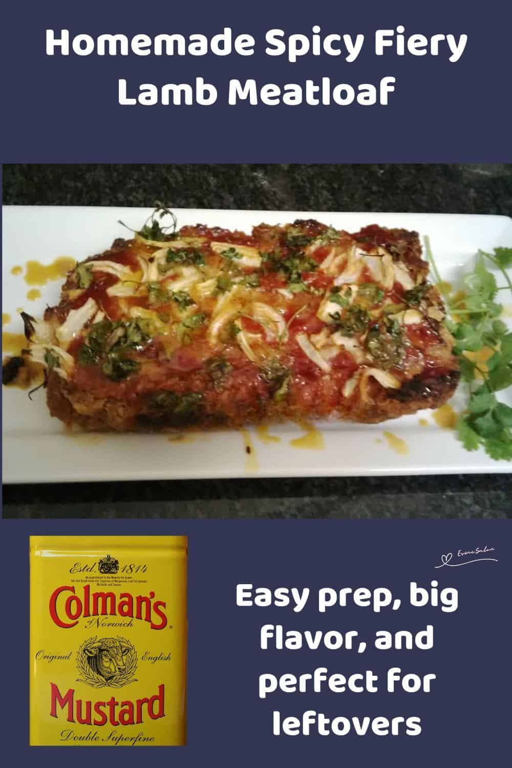 An image of a Fiery Lamb Meatloaf topped with caramelized sliced onion