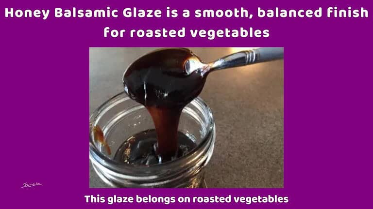 An image of a spoon dripping with Honey Balsamic Glaze into a Console jar