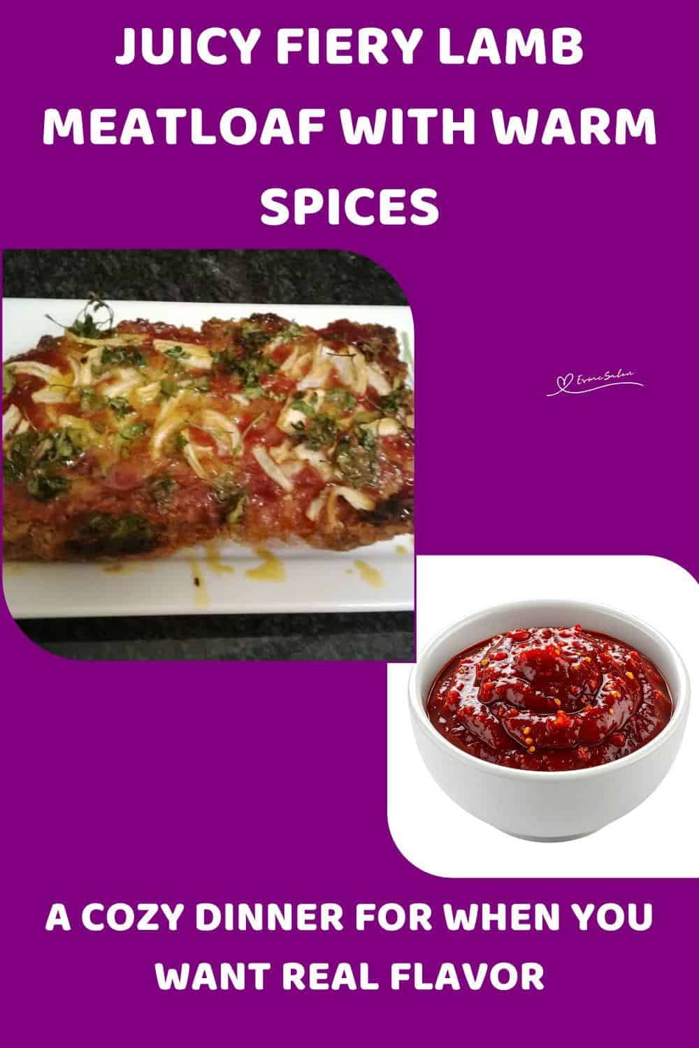 An image of a Fiery Lamb Meatloaf topped with caramelized sliced onion