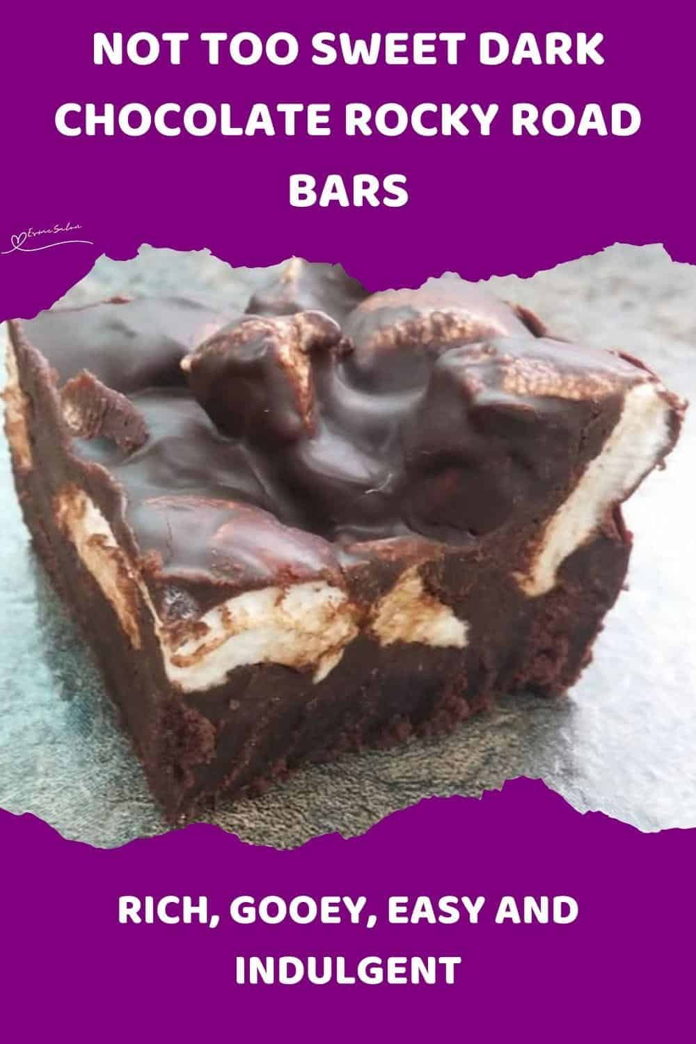 An image of a cube of Dark Chocolate Rocky Road Bars
