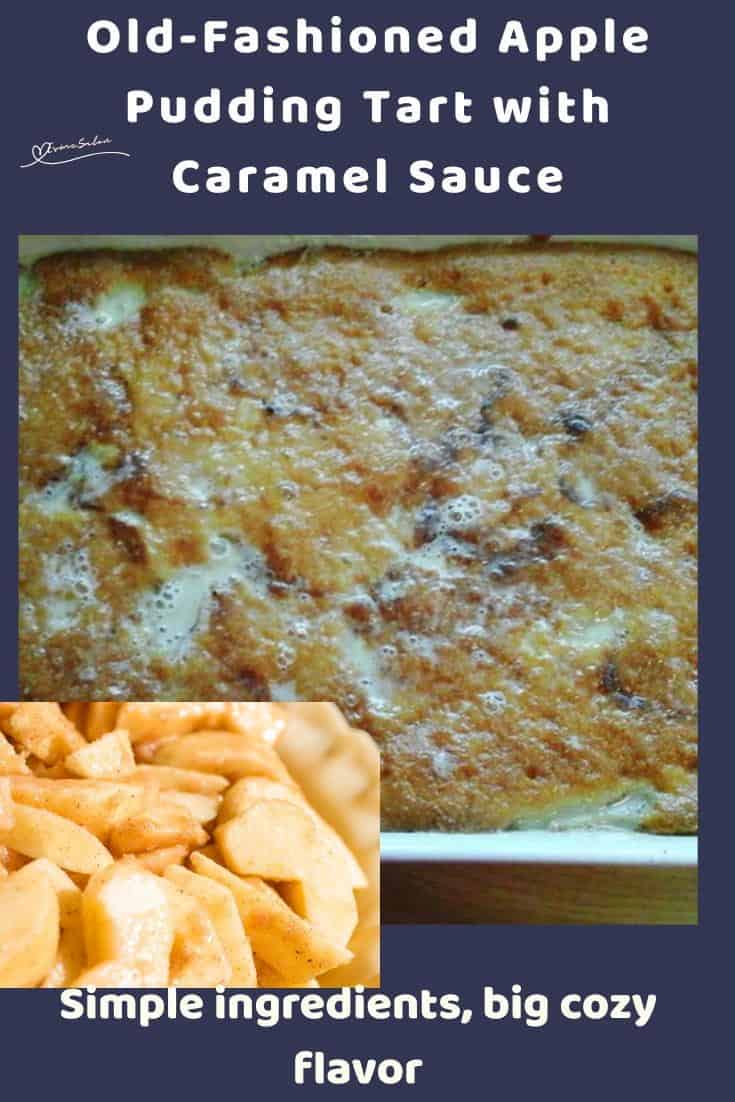 An image of an Apple Pudding Tart with Caramel Sauce