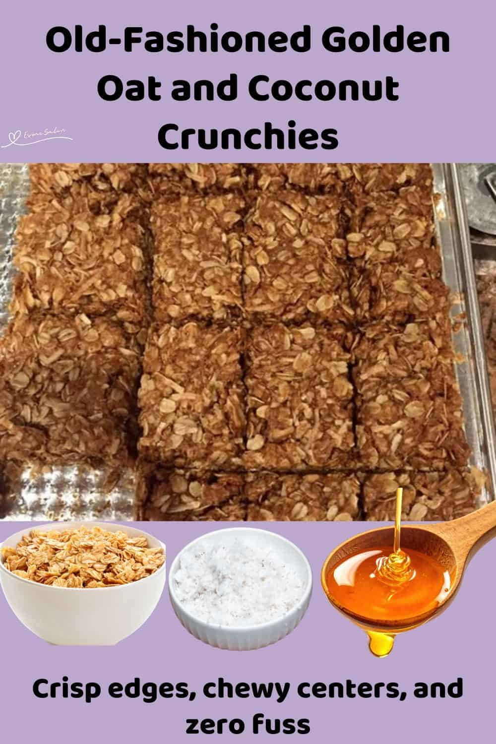 An image of a baking tray with Golden Oat and Coconut Crunchies