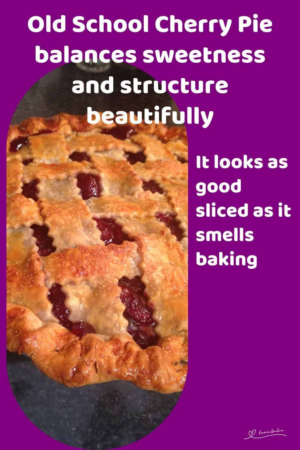 An image of an Old School Cherry Pie with a lattice top