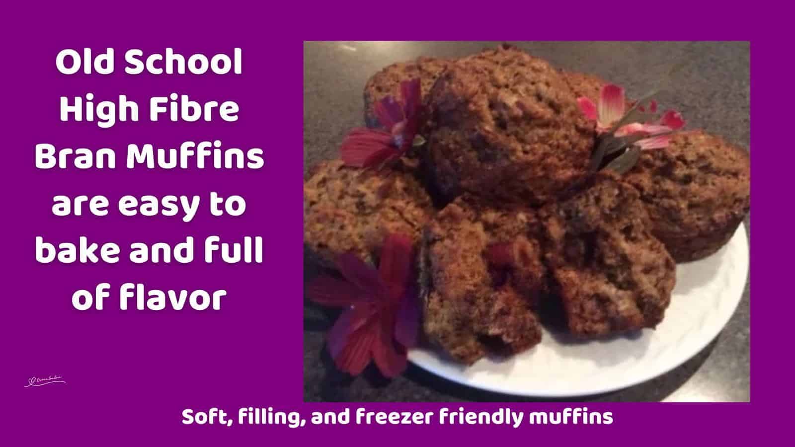 An image of Old School High Fibre Bran Muffins made with oat milk and dates