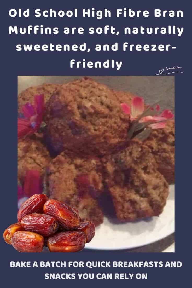 An image of Old School High Fibre Bran Muffins made with oat milk and dates