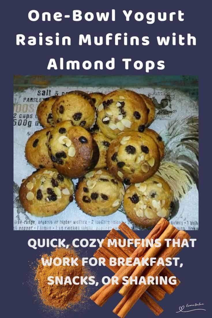 An image of Yogurt Raisin Muffins with Almond Tops