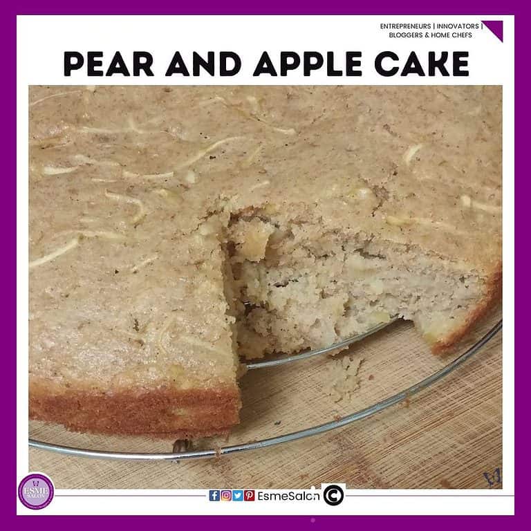 an image of a Pear and Apple Cake already sliced
