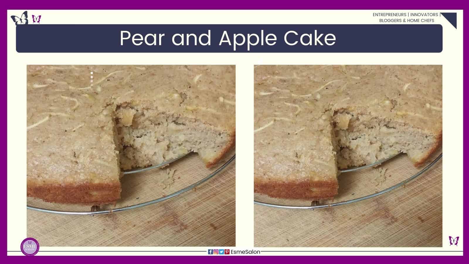 an image of a Pear and Apple Cake already sliced